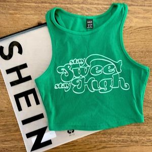 Shein Kelly Green “Stay Sweet” tank/crop top XS/2